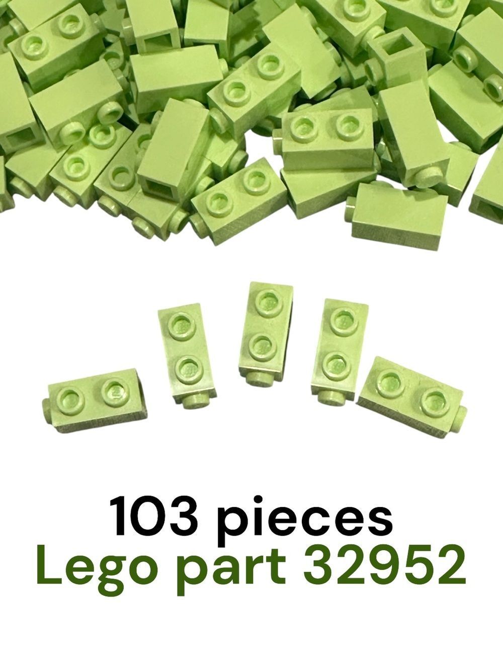Lego part 32952 Light Lime yellowish green 1x2 Brick w/Side Studs (103 Pieces)